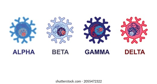 vector illustration of virus types including novel coronavirus cells four different subtypes 