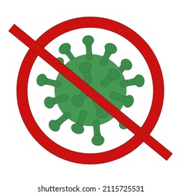 Vector illustration of a virus under the prohibition sign. Picture on the topic stop viruses.