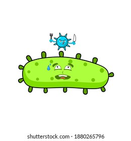 El virus de la ilustración vectorial comerá bacterias