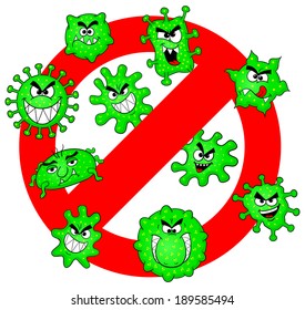 vector illustration of viruses are not permitted sign