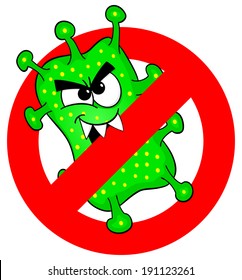 vector illustration of viruses are not permitted sign