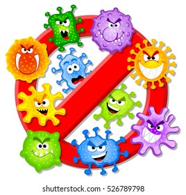 vector illustration of viruses are not permitted sign