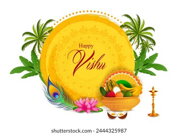 vector illustration of Vishu, Hindu festival celebrated in South India