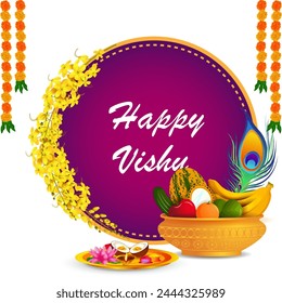 vector illustration of Vishu, Hindu festival celebrated in South India