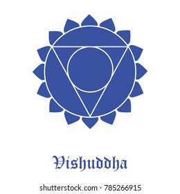 Vector illustration Vishuddha Chakra symbol. The Throat Chakra