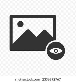 Vector illustration of visible image icon in dark color and transparent background(PNG).