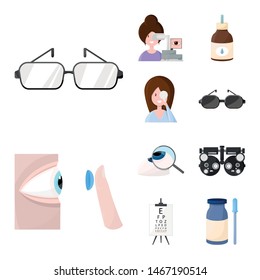 Vector illustration of vision and clinic logo. Set of vision and ophthalmology stock vector illustration.