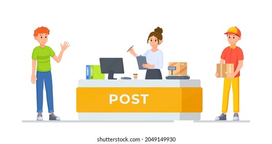 Vektorgrafik-Besucherpost. Postbüro-Konzept. 
