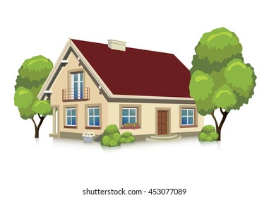 Vector illustration of visualizing a house - isolated building 