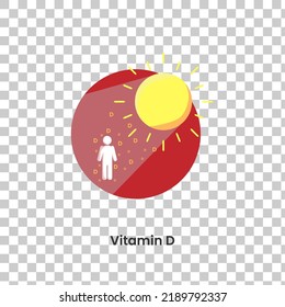 Vector illustration of vitamin D,  colourfull flat design, transparent background. set of medical icon.