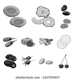Vector illustration of vitamin  and nature  symbol. Set of vitamin  and dried  stock vector illustration.