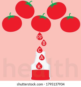 vector illustration of vitamin tomato juice on colored background