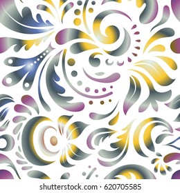 Vector illustration. Vivid repeating doodle - For easy making seamless pattern use it for filling any contours. Sketch in brown, blue and yellow colors.