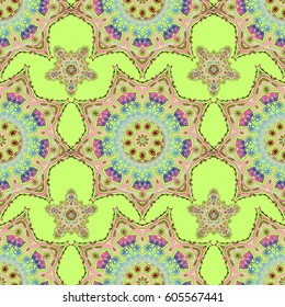Vector illustration. Vivid repeating - For easy making seamless pattern use it for filling any contours. Sketch in gray, pink and green colors.