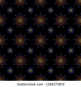 Vector illustration. Vivid repeating floral - For easy making seamless pattern use it for filling any contours. Sketch in green, violet and blue colors.