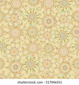 Vector illustration. Vivid repeating floral - For easy making seamless pattern use it for filling any contours. Sketch in green, yellow and gray colors.