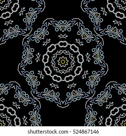 Vector illustration. Vivid repeating floral - For easy making seamless pattern use it for filling any contours. Sketch in green, gray and neutral colors.