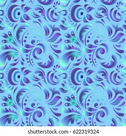 Vector illustration. Vivid repeating floral - For easy making seamless pattern use it for filling any contours. Sketch in violet and blue colors.