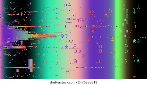 Vector illustration of vivid visual disturbances with the effect of backlight bleeding and pixel noise.