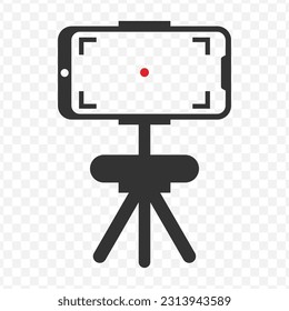 Ilustración vectorial de vlogs con icono de smartphones en color oscuro y fondo transparente (png).