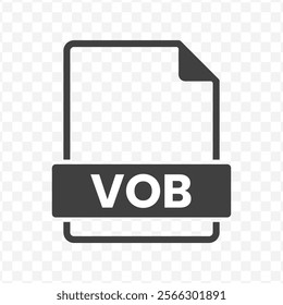 Vector illustration of VOB file in dark color and transparent background(PNG).