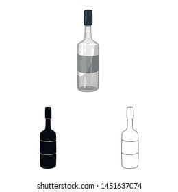 Vector illustration of vodka and bottle symbol. Collection of vodka and glass stock vector illustration.