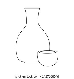 Vector illustration of vodka and rice symbol. Collection of vodka and japan stock symbol for web.