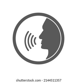 Vector Illustration Of Voice Command Icon, Flat Design Speaking Icon.