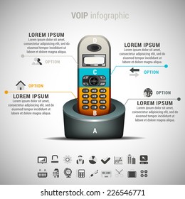 Vector illustration of VOIP infographic made of phone. EPS10.