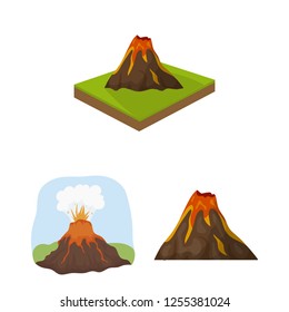 Vector Illustration Volcano Lava Symbol Set Stock Vector (Royalty Free ...