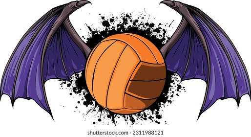 ilustración vectorial del voleibol con alas de murciélago