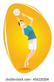 Vector illustration of a volleyball athlete. The image on the theme of the Olympic Games and sports competitions  