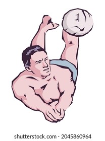 Vector illustration of volleyball athlete in vintage style
