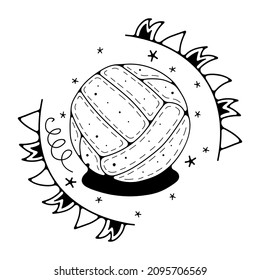 Ilustración vectorial con voleibol. Aislado sobre un fondo blanco. Ilustraciones de garabatos.