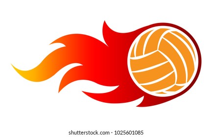 Vector illustration of volleyball ball with simple flame shape. Ideal for sticker, decal, sport logo and any kind of decoration.