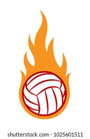 Vector illustration of volleyball ball with simple flame shape. Ideal for sticker, decal, sport logo and any kind of decoration.