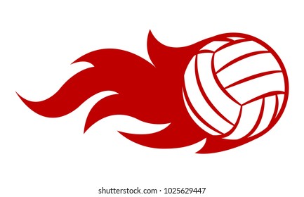 Vector illustration of volleyball ball with simple flame shape. Ideal for sticker, decal, sport logo and any kind of decoration.