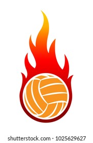 Vector illustration of volleyball ball with simple flame shape. Ideal for sticker, decal, sport logo and any kind of decoration.