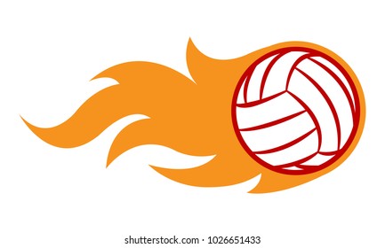 Vector Illustration Volleyball Ball Simple Flame Stock Vector (Royalty ...