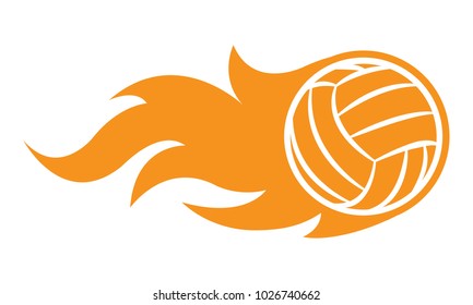 Vector illustration of volleyball ball with simple flame shape. Ideal for sticker, decal, sport logo and any kind of decoration.