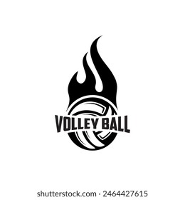 Vector illustration of volleyball ball with simple flame shape. Ideal for sticker, decal, sport logo