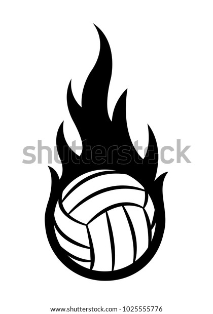 Vector Illustration Volleyball Ball Simple Flame Stock Vector (Royalty ...