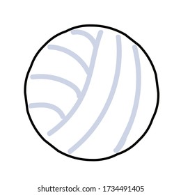 Vector illustration of a volleyball drawn in a cute style with a black outline and flat shadows. Isolated on white.