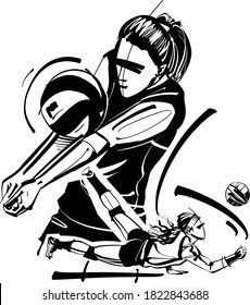 the vector illustration of the volleyball female player