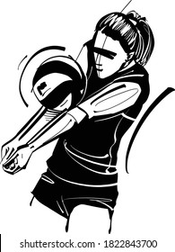 the vector illustration of the volleyball female player