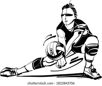 the vector illustration of the volleyball female player