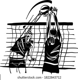 the vector illustration of the volleyball female player