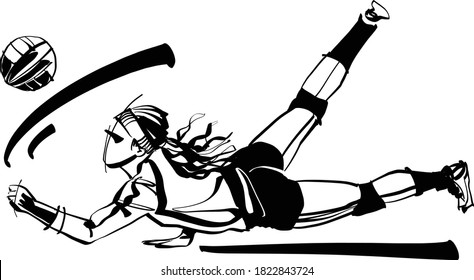 the vector illustration of the volleyball female player