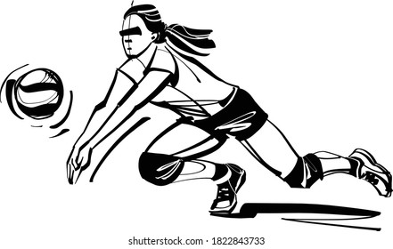 the vector illustration of the volleyball female player