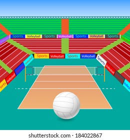 vector illustration of volleyball ground with ball